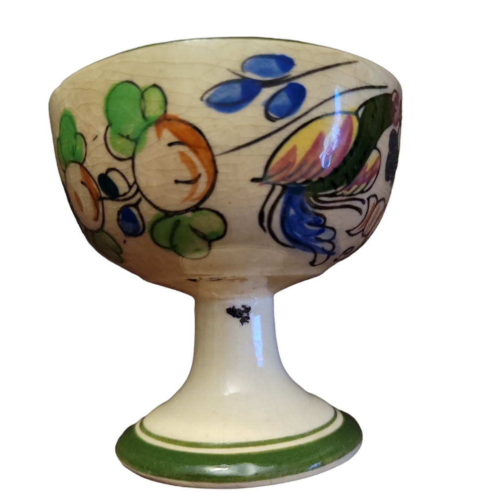 Vintage Ceramic Flowered Goblet--4” Diameter Made In Japan